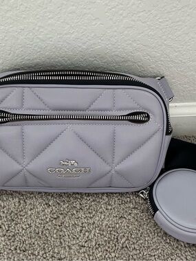 Coach Quilted Lilac Crossbody Bag with Coin Pouch